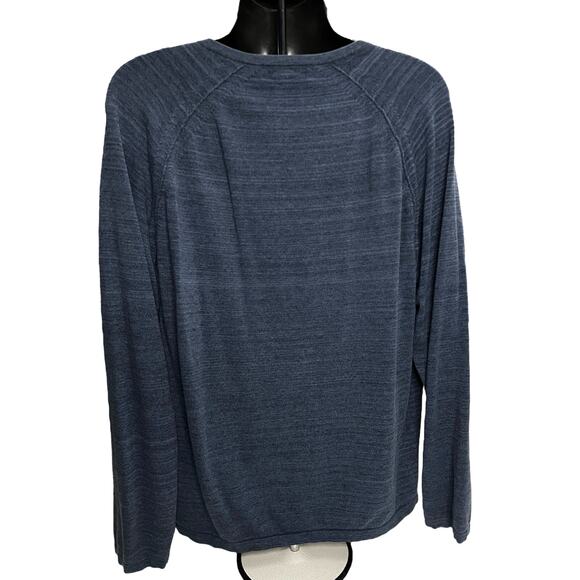 Calvin Klein Slim Fit V-Neck Sweater XXL Blue 100% Cotton Long Sleeve Pullover - Picture 2 of 12
